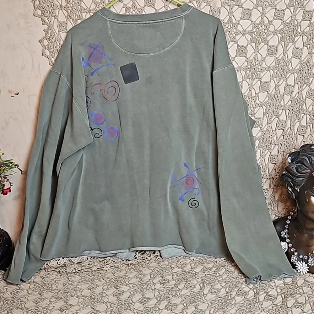 Vintage Authentic Pigment Sweatshirt Jacket with Clay Buttons & Jean Pocket - Picture 6 of 14